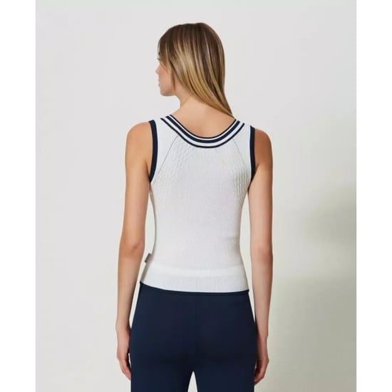 Twin-set Geribbelde top met contrasterende strepen - Image 2