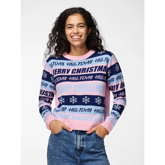 Pieces Dames gebreide kerst trui pcholli xmas roze/blauw - Image 2