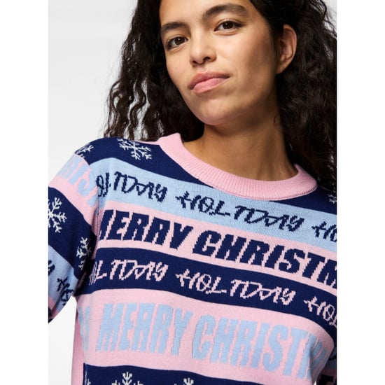 Pieces Dames gebreide kerst trui pcholli xmas roze/blauw - Image 4