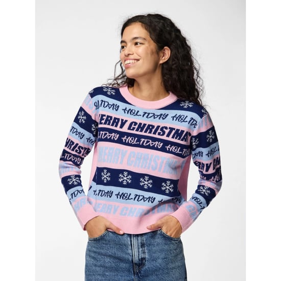 Pieces Dames gebreide kerst trui pcholli xmas roze/blauw - Image 5
