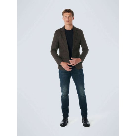 No Excess Blazer jersey stretch check coffee - Image 5