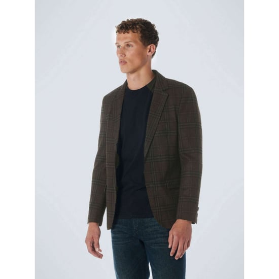 No Excess Blazer jersey stretch check coffee - Image 6
