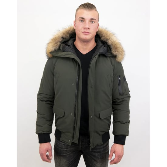 Enos Korte winterjas army met bontkraag - Image 6