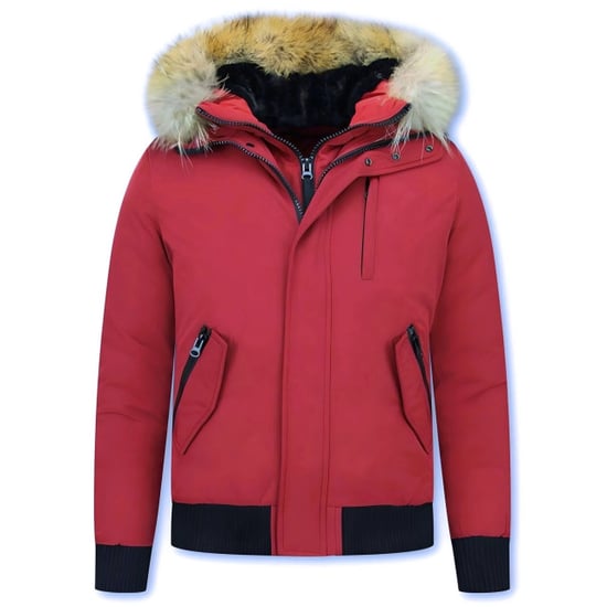 Enos Korte winterjas met bontkraag - Image 1
