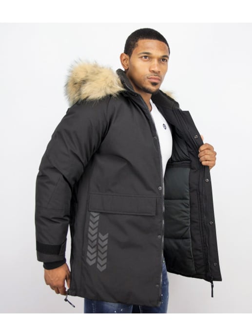Enos Lange parka jas met bontkraag - Image 3
