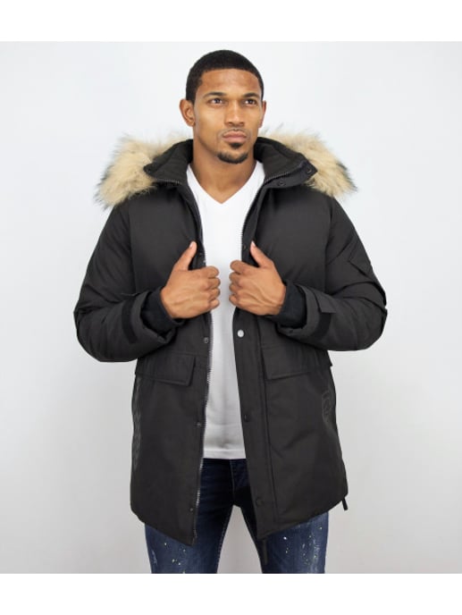 Enos Lange parka jas met bontkraag - Image 4