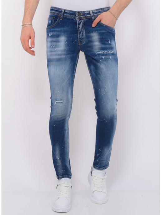 Local Fanatic Paint splash ripped jeans slim fit - Image 1