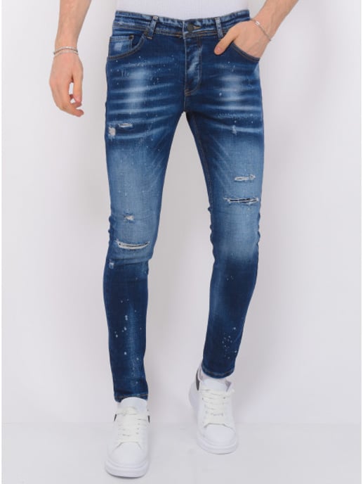 Local Fanatic Paint splatter ripped jeans slim fit - Image 1