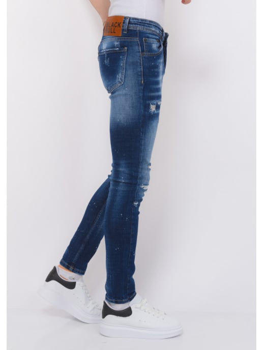 Local Fanatic Paint splatter ripped jeans slim fit - Image 4