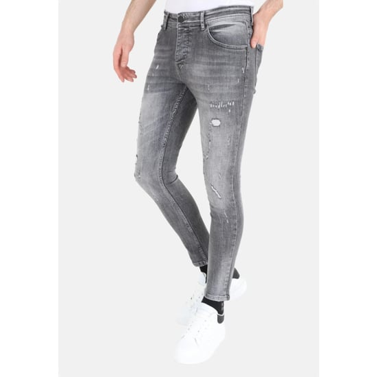 Mario Morato Grijze slim fit spijkerbroek met scheuren mm111 - Image 3