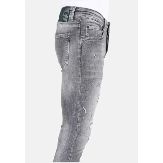 Mario Morato Grijze slim fit spijkerbroek met scheuren mm111 - Image 4