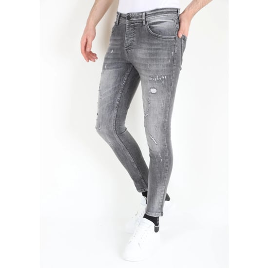 Mario Morato Grijze slim fit spijkerbroek met scheuren mm111 - Image 5