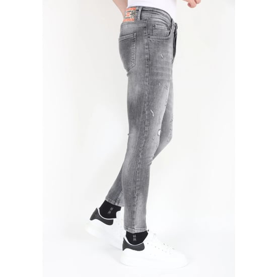Mario Morato Grijze slim fit spijkerbroek met scheuren mm111 - Image 6