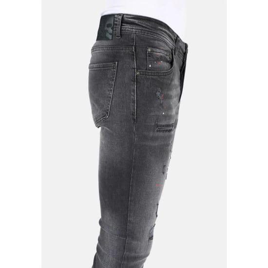 Mario Morato Ripped biker jeans met verfspatten slimfit - Image 3