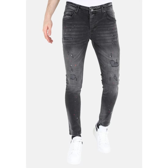 Mario Morato Ripped biker jeans met verfspatten slimfit - Image 4
