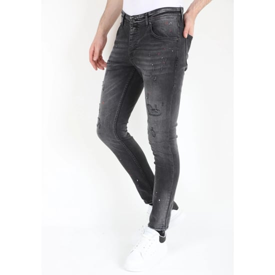 Mario Morato Ripped biker jeans met verfspatten slimfit - Image 6
