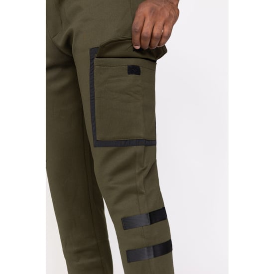 Zayne Milano heren joggingbroek zakken op de zijkant kaki stijlvol - Image 5