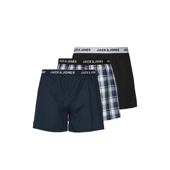 Jack & Jones Heren plus size wijde boxershorts geweven jacsaigon 3-pack donkerblauw/zwart - Image 3