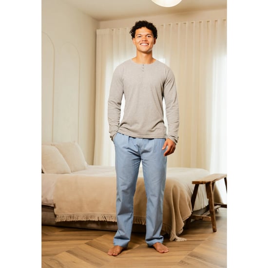 Phil & Co Heren pyjama set lang grijs/blauw gestreept - Image 4