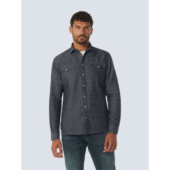 No Excess Overhemd lange mouw linnen denim look indigo - Image 3