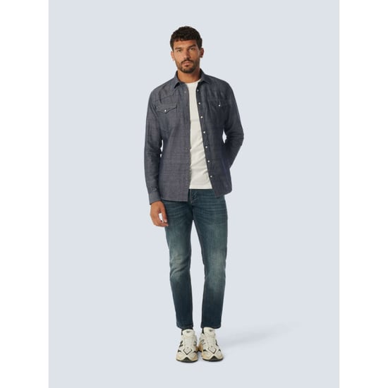 No Excess Overhemd lange mouw linnen denim look indigo - Image 6