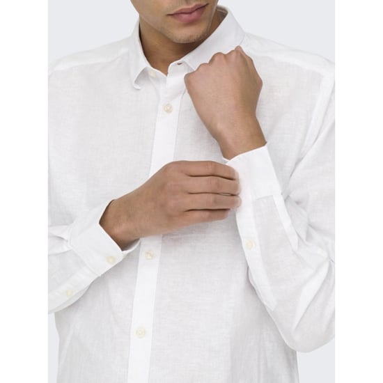 Only & Sons onscaiden ls solid linen shirt noos 22012321 white - Image 4