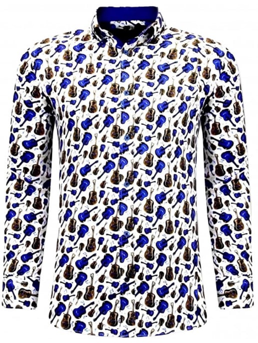 Tony Backer Overhemden met gitaar print blauw - Image 2