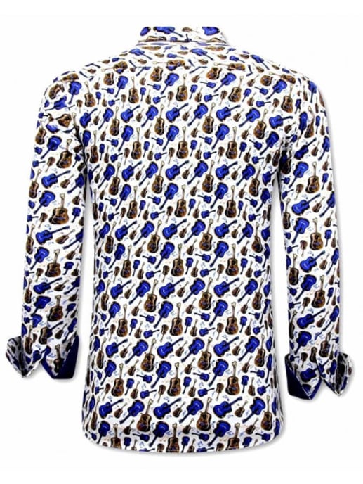 Tony Backer Overhemden met gitaar print blauw - Image 4