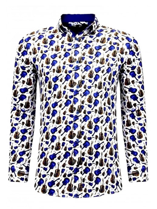 Tony Backer Overhemden met gitaar print blauw - Image 6