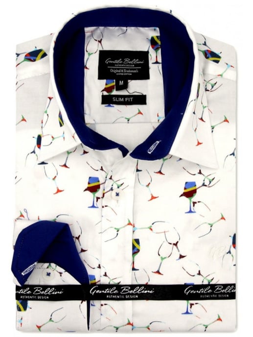 Tony Backer Satijnen met print slim fit - Image 1
