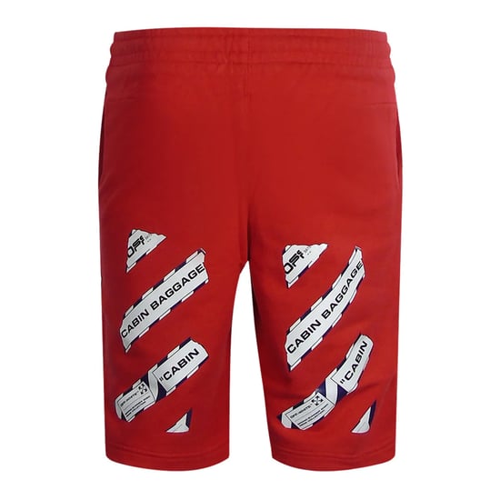Off-White Heren Tape Sweatshorts (Rood) - Image 2