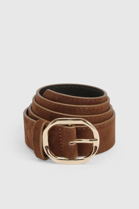 Faux Suede Angled Buckle Belt - Image 2