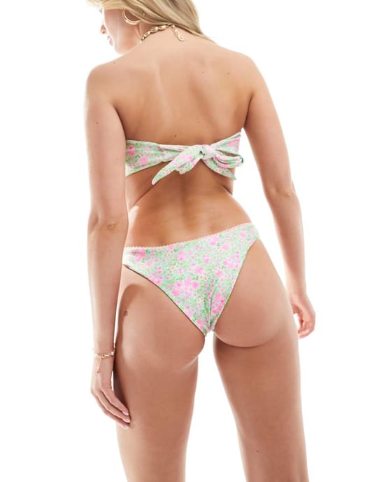 Kulani Kinis forbidden love shimmer minimal cheeky bikini bottom in green - Image 2