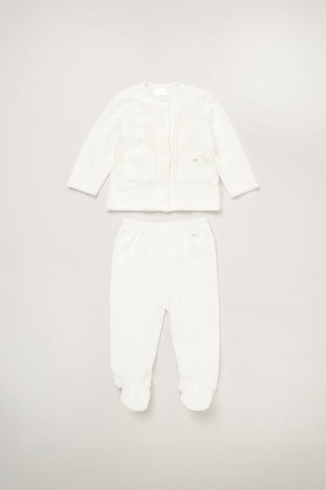 Baby Velour Rib Jacket and Footed Trousers Set - Image 1
