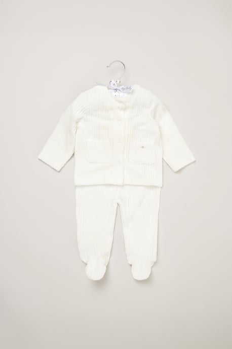 Baby Velour Rib Jacket and Footed Trousers Set - Image 2