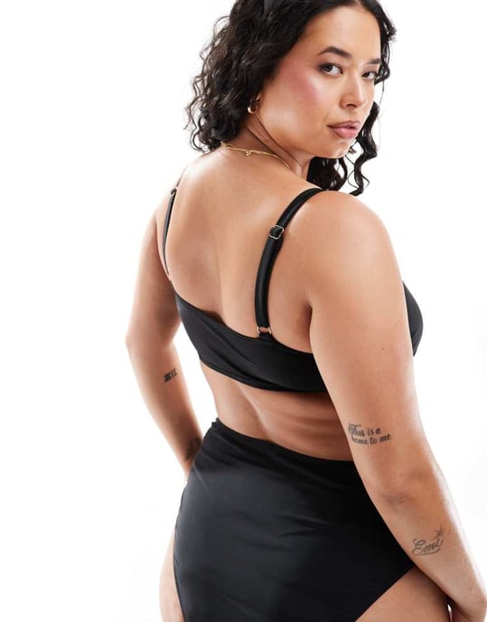Yours jewel bikini top co-ord in black - Image 3