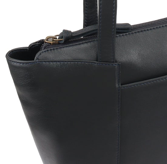 Catria Leather Shoulder Bag in Navy - Image 2