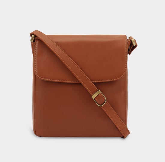 Saharsa Leather Cross Body Bag in Brown - Image 1
