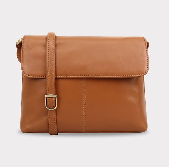 Kheda Leather Cross Body Bag in Brown - Image 1