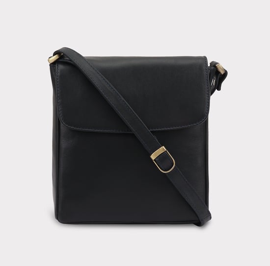 Saharsa Leather Cross Body Bag in Navy - Image 1
