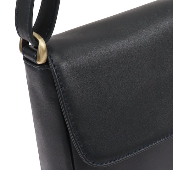 Saharsa Leather Cross Body Bag in Navy - Image 3