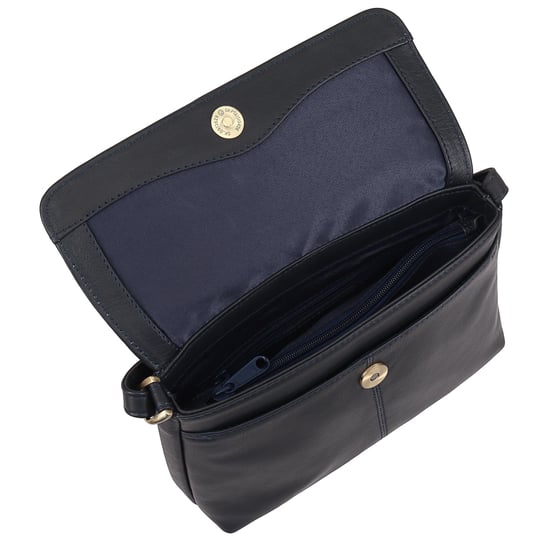 Kheda Leather Cross Body Bag in Navy - Image 4