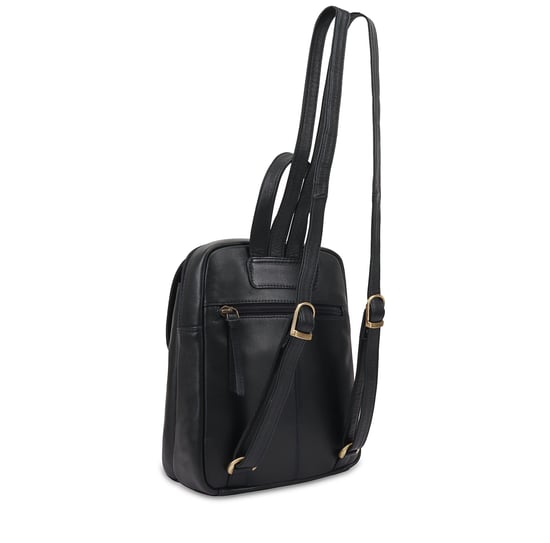 Farit Leather Backpack in Navy - Image 2