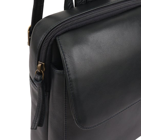 Farit Leather Backpack in Navy - Image 3