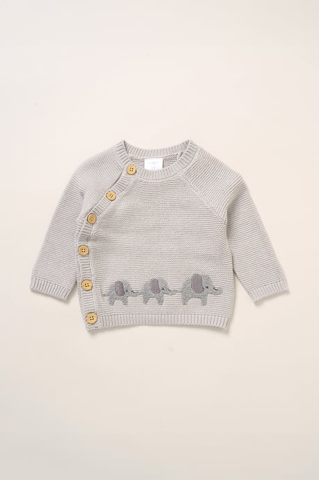 True Knit Elephant Cardigan And Footed Trousers Outfit Set - Image 3