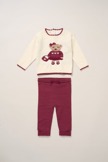 True Knit Bear Jumper and Trousers Outfit Set - Image 1
