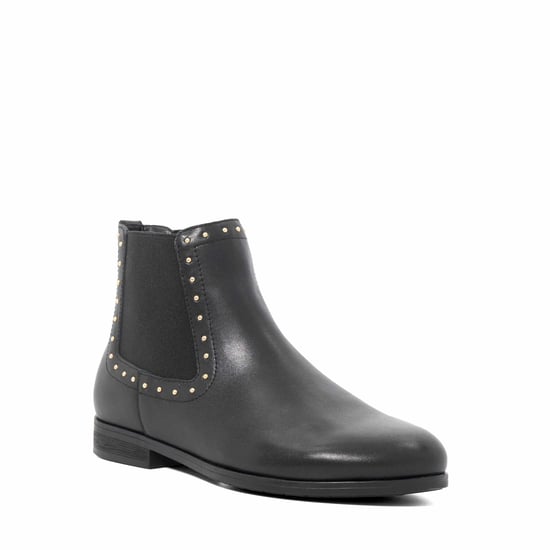 Dune Ladies Pudded - Leather Stud Detail Round Toe Ankle Boots - Image 1
