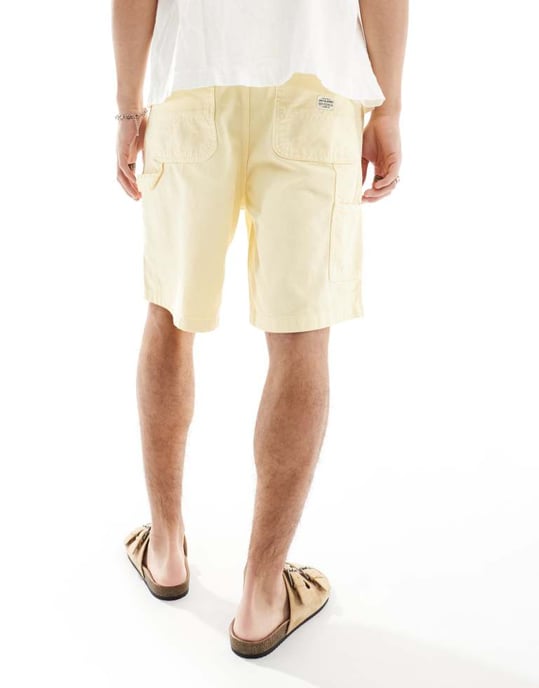 Jack & Jones baggy fit carpenter short in yellow - Image 2