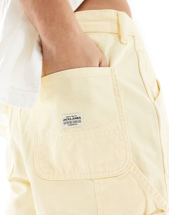 Jack & Jones baggy fit carpenter short in yellow - Image 3