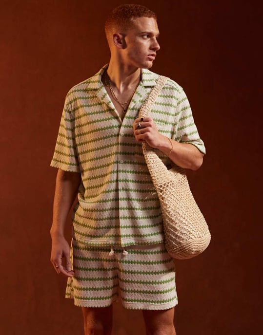 ASOS DESIGN Co-ord short in textured stripe - Image 2